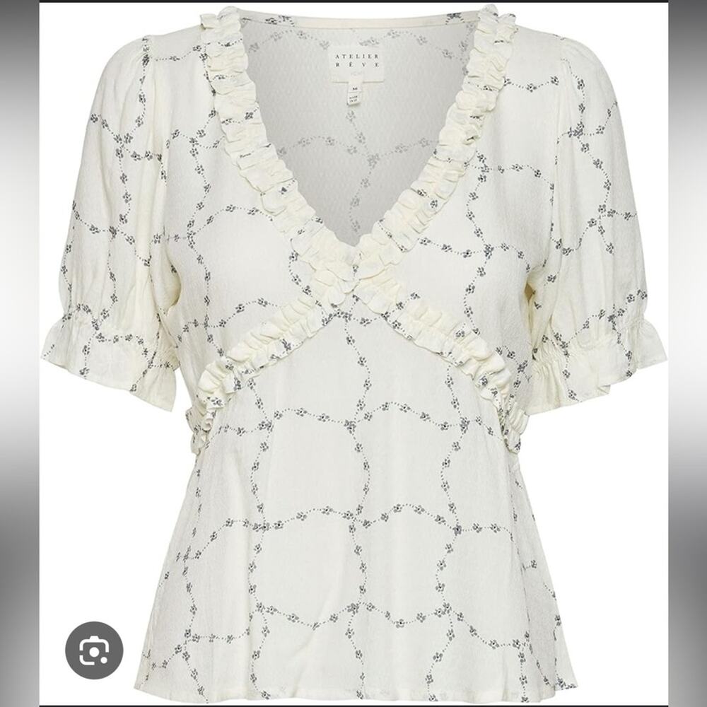 Atelier Reve French Brand Light Floral Ruffle Chic Blouse Top Size EU 38